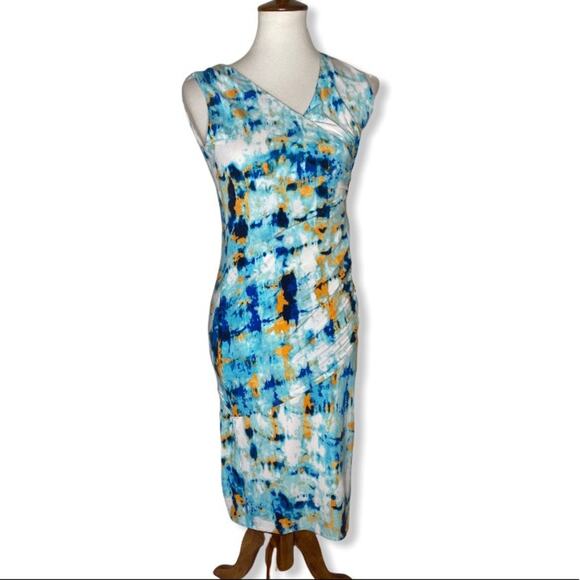 Lysse Knit Abstract Print Wrap Bodycon Summer Dress Size S - Picture 1 of 7